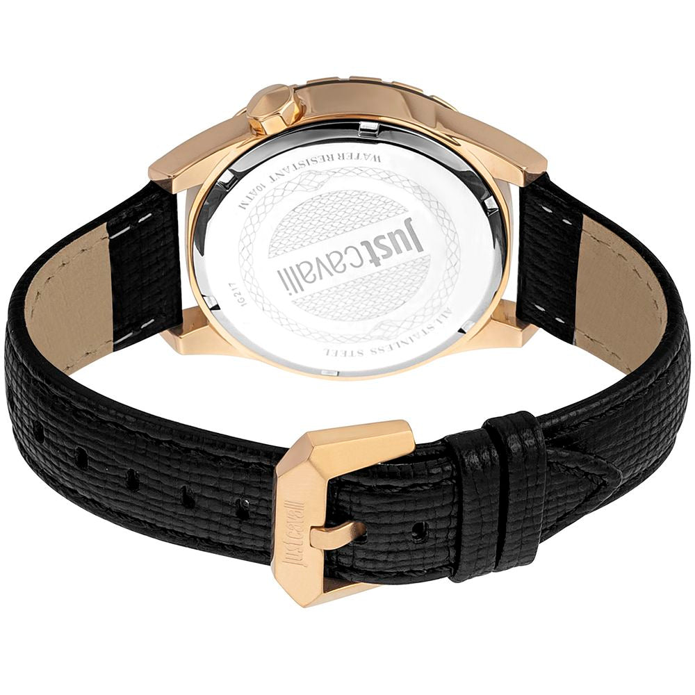 Black Leather Dress Watch, Just Cavalli Herrenuhruhr