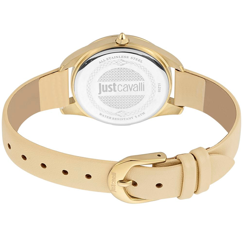 Beige Leather Dress Watch Just Cavalli Damenuhr