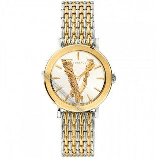 Versace Virtus Quarzuhr mit Creme Zifferblatt und Metallarmband für Damen – VEHC00719, Damenuhr