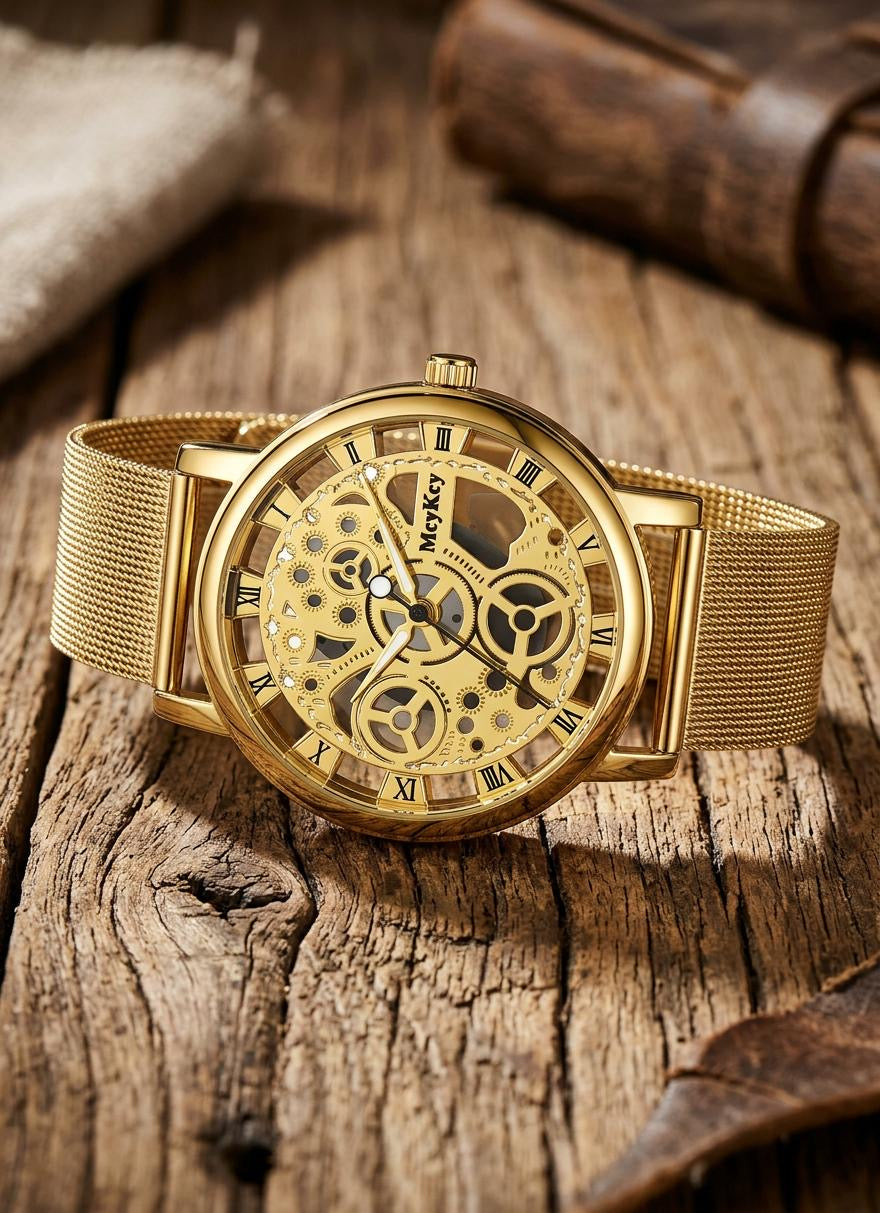 Skeleton Faux Mechanische Uhr im Metalldesign, 3 Varianten,
