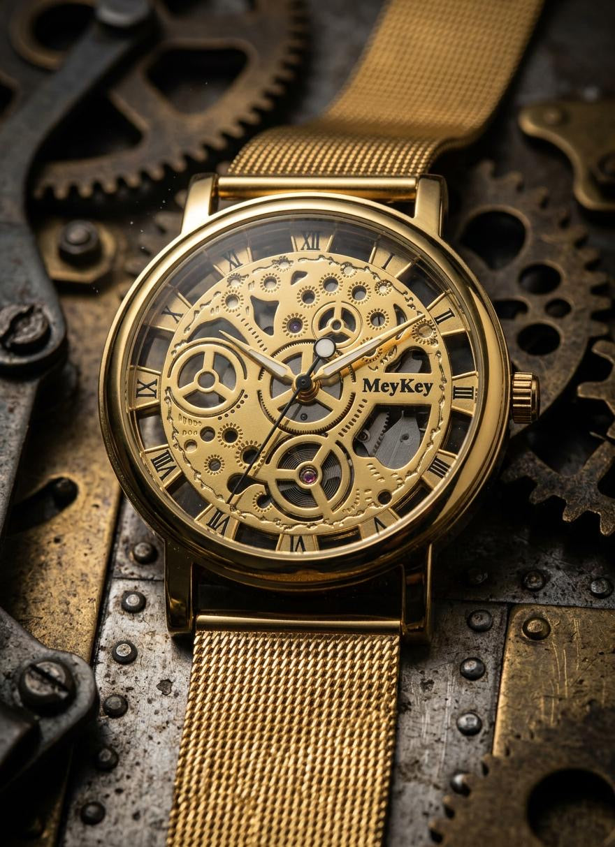 Skeleton Faux Mechanische Uhr im Metalldesign, 3 Varianten,