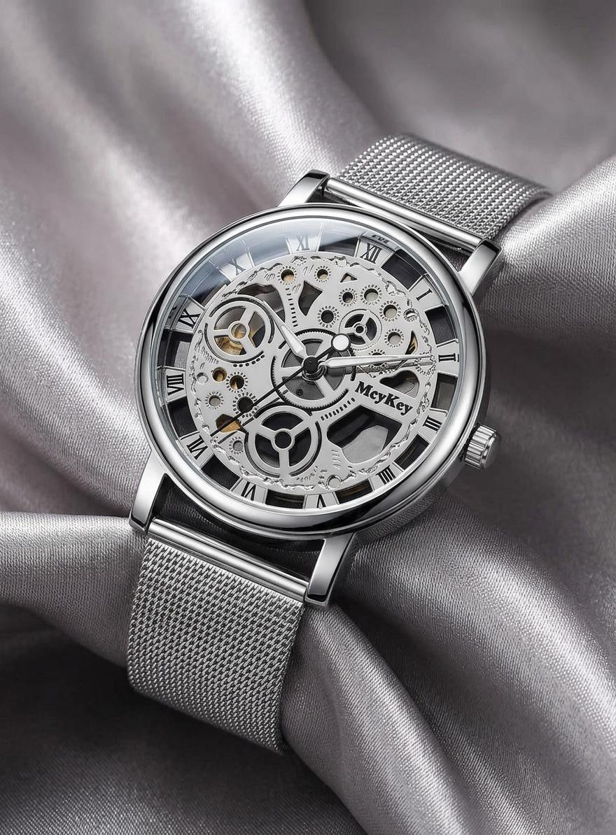 Skeleton Faux Mechanische Uhr im Metalldesign, 3 Varianten,