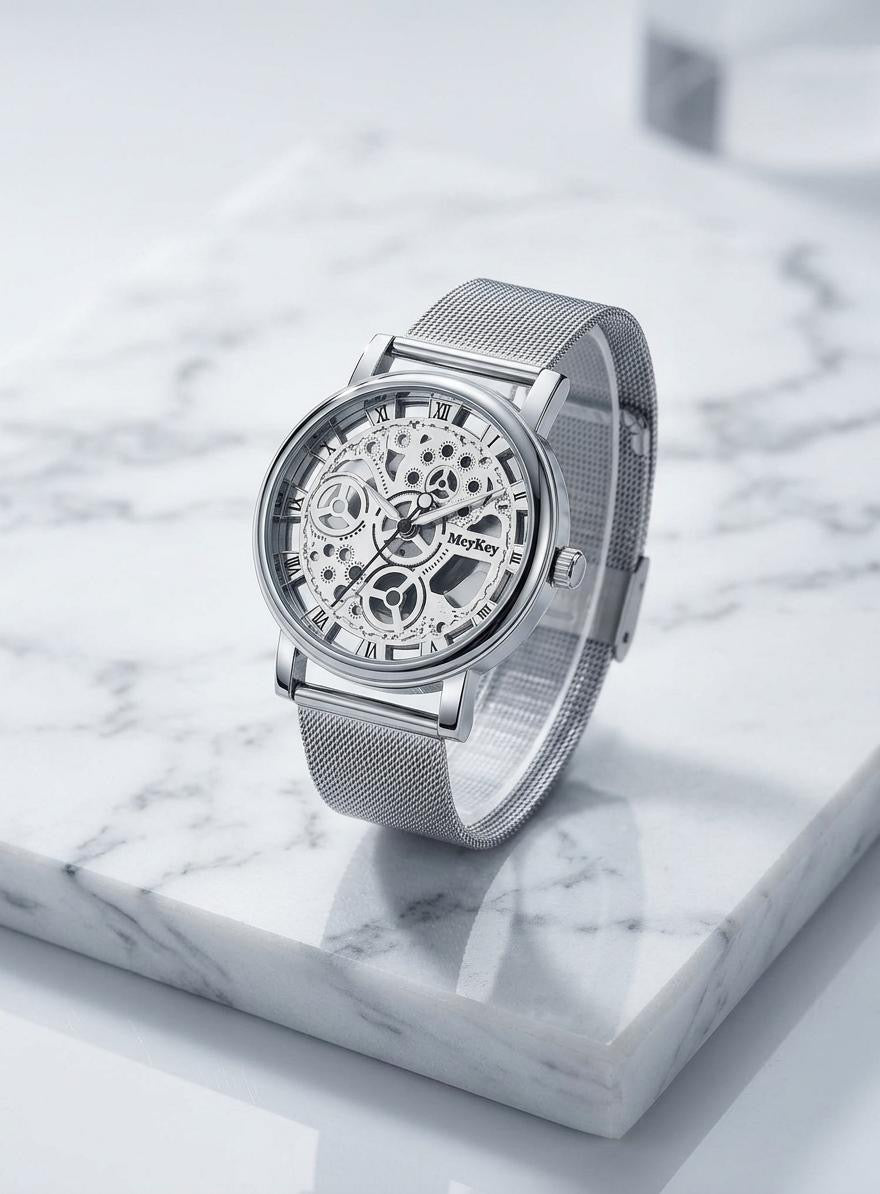 Skeleton Faux Mechanische Uhr im Metalldesign, 3 Varianten,