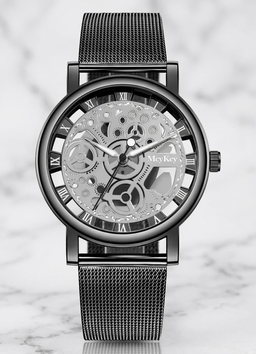 Skeleton Faux Mechanische Uhr im Metalldesign, 3 Varianten,