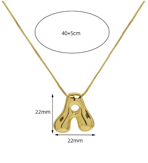 Goldene Farbe Edelstahl Initial Halskette, der Buchstabe in Form einer Chunky Blase . Trendy Schmuck als Geschenk für Jung und Alt
