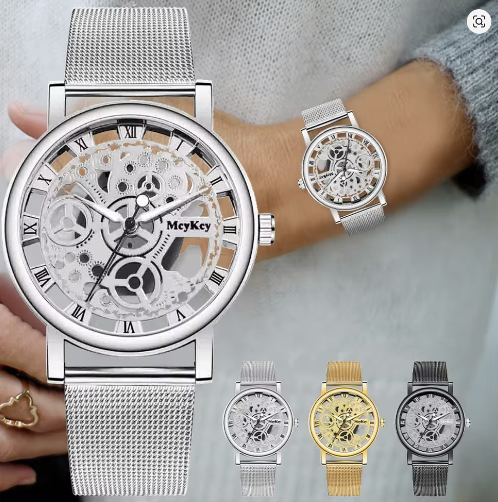 Skeleton Faux Mechanische Uhr im Metalldesign, 3 Varianten,