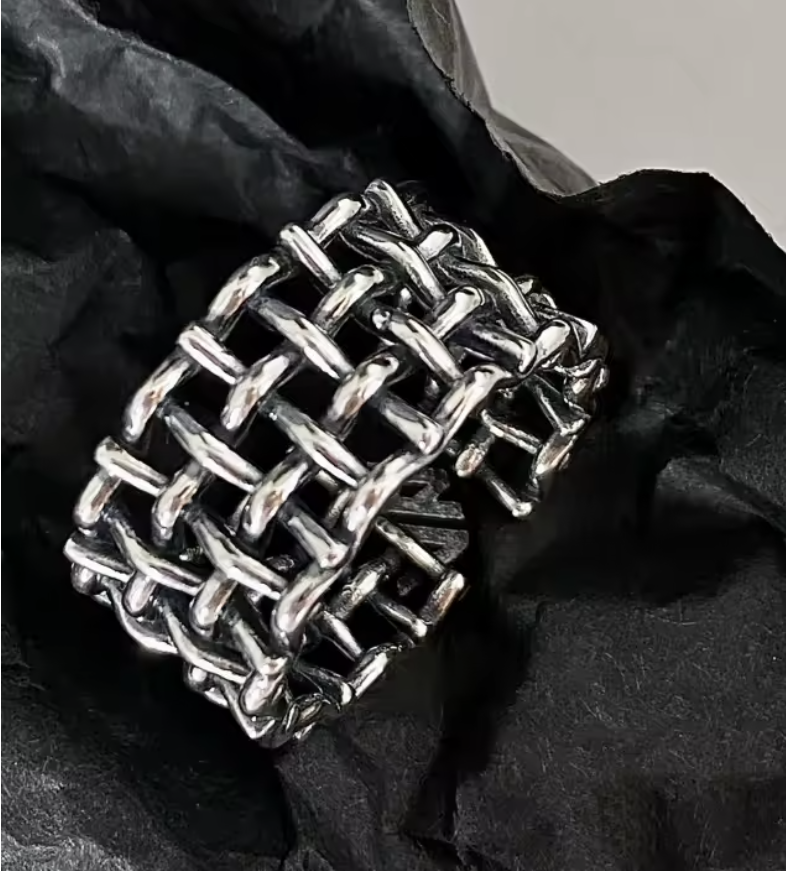 Lillis Grid- Silber Ring , 925 Sterling Silber Gewebte Netzwerk-Ring