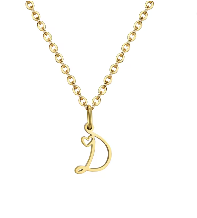 Sweet Heart - Zierliche Herz-Initial-Halskette für Damen, vergoldeter A-Z-Buchstaben-Anhänger, wasserfester Edelstahl-Schmuck, personalisierbar.