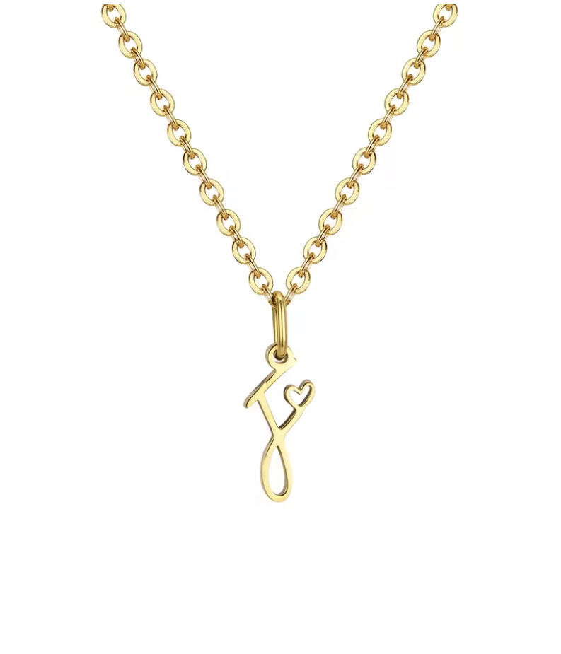 Sweet Heart - Zierliche Herz-Initial-Halskette für Damen, vergoldeter A-Z-Buchstaben-Anhänger, wasserfester Edelstahl-Schmuck, personalisierbar.