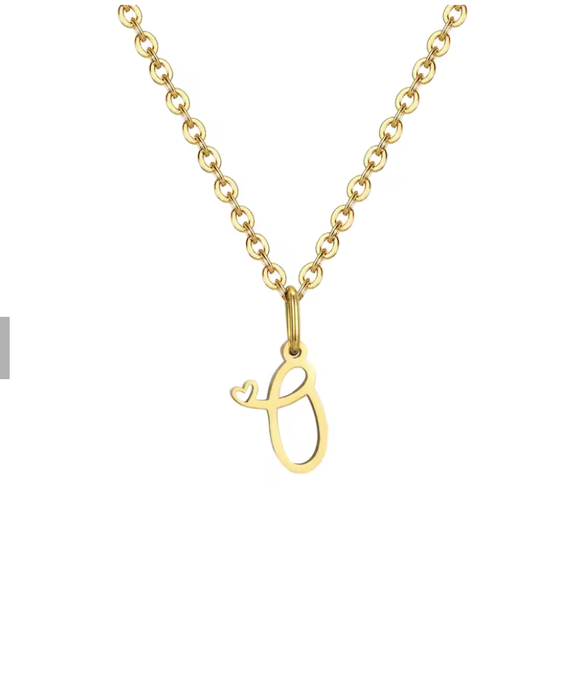 Sweet Heart - Zierliche Herz-Initial-Halskette für Damen, vergoldeter A-Z-Buchstaben-Anhänger, wasserfester Edelstahl-Schmuck, personalisierbar.