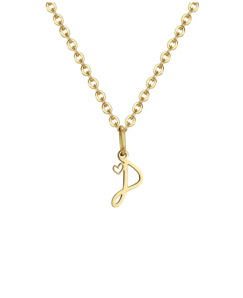Sweet Heart - Zierliche Herz-Initial-Halskette für Damen, vergoldeter A-Z-Buchstaben-Anhänger, wasserfester Edelstahl-Schmuck, personalisierbar.