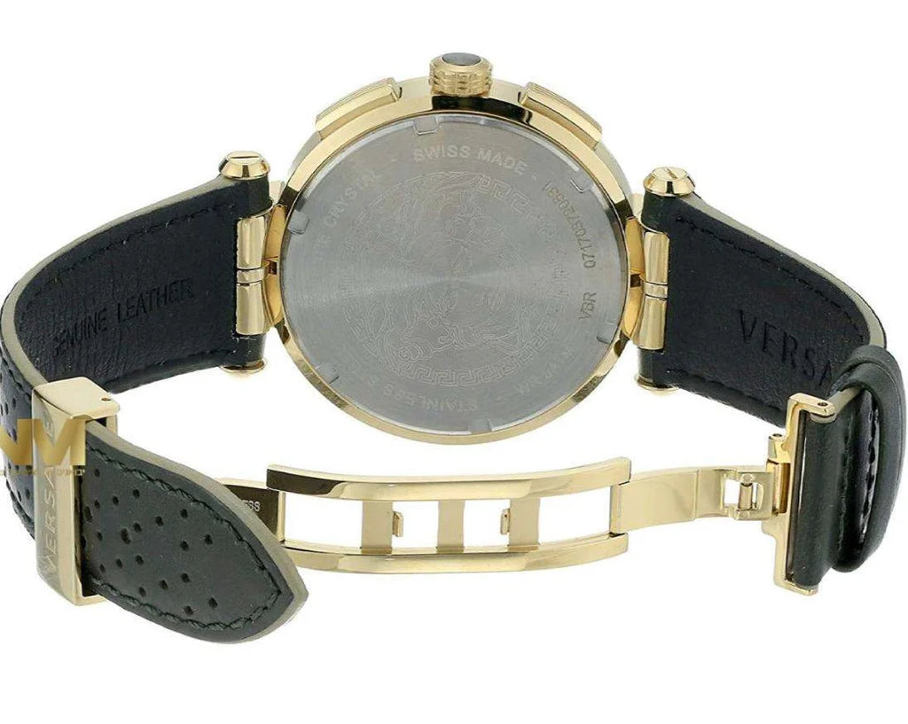 Versace Aion Chronograph Weißes Zifferblatt Grüne Lederarmbanduhr für Herren– VBR020017