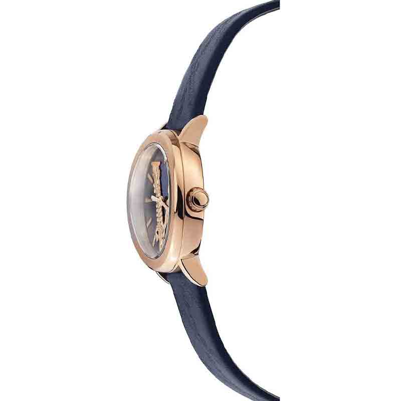 Versace Virtus Quarzuhr mit blauem Zifferblatt und blauem Lederarmband für Damen – VEHC00419