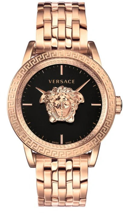 Versace Palazzo Empire Schwarzes Zifferblatt Roségold, Metallarmband , Uhr für Herren – VERD00718