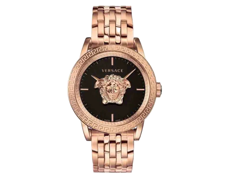 Versace Palazzo Empire Schwarzes Zifferblatt Roségold, Metallarmband , Uhr für Herren – VERD00718