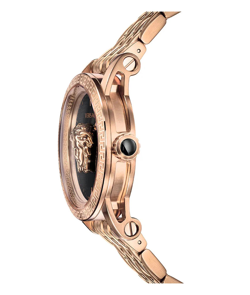 Versace Palazzo Empire Schwarzes Zifferblatt Roségold, Metallarmband , Uhr für Herren – VERD00718