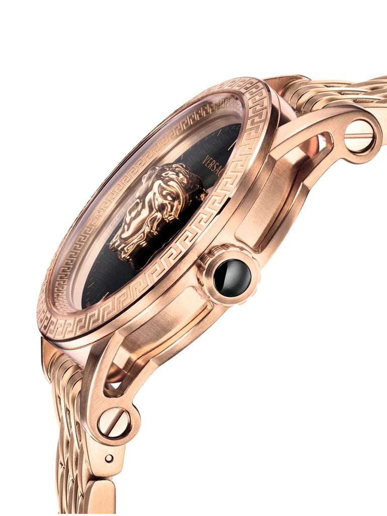 Versace Palazzo Empire Schwarzes Zifferblatt Roségold, Metallarmband , Uhr für Herren – VERD00718
