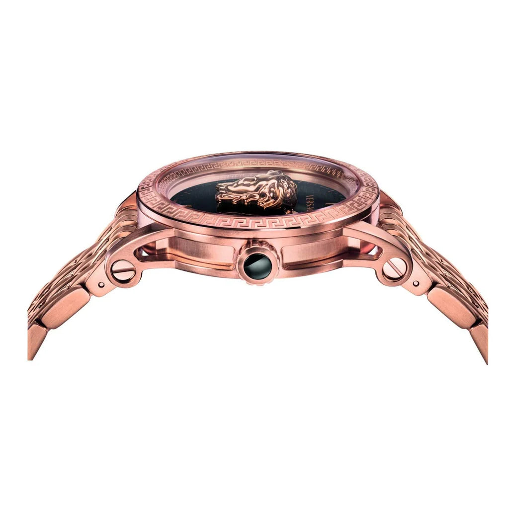 Versace Palazzo Empire Schwarzes Zifferblatt Roségold, Metallarmband , Uhr für Herren – VERD00718