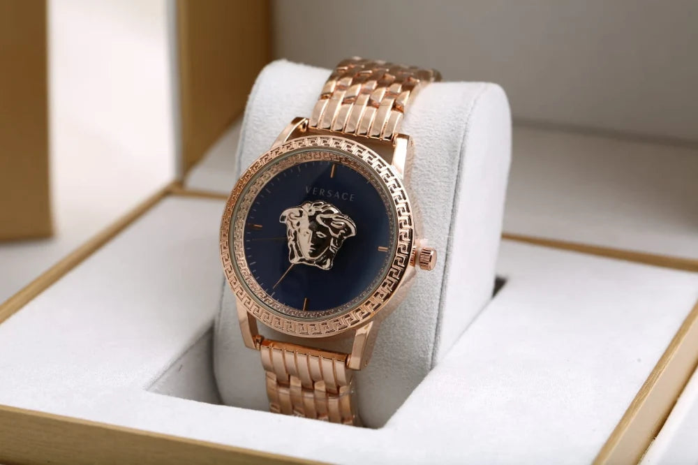 Versace Palazzo Empire Schwarzes Zifferblatt Roségold, Metallarmband , Uhr für Herren – VERD00718