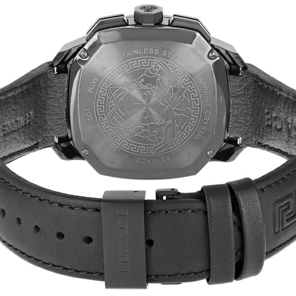 VVersace Dylos Chronograph Schwarzes Zifferblatt Schwarzes Kautschukarmband , Herrenuhr – VQC020015
