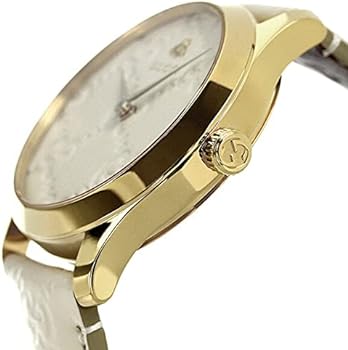 Gucci G Timeless Quarzuhr mit weißem Zifferblatt und weißem Lederarmband für Damen – YA1264033A, Damenuhr