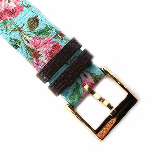 Gucci G Timeless Floral, türkises Zifferblatt, türkises Lederarmband, Damenuhr – YA1264085