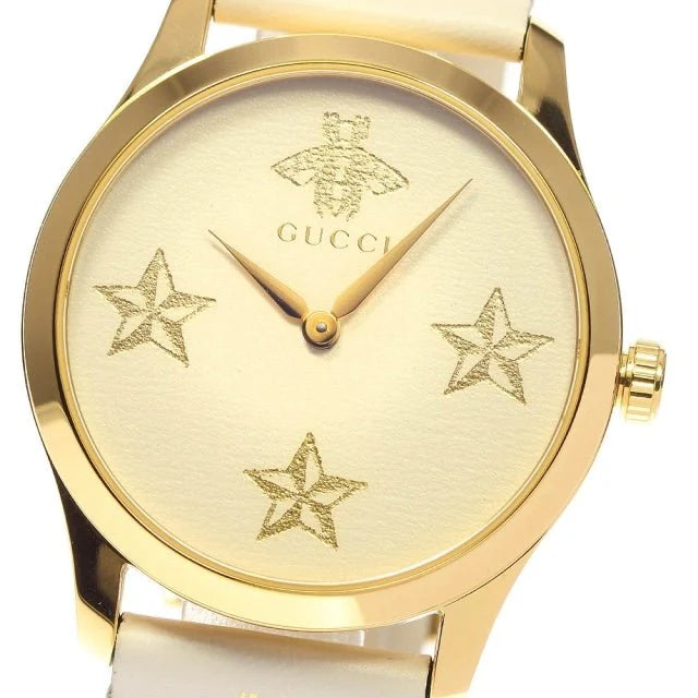 Gucci G Zeitlose Gucci Uhr für Damen, weißes Zifferblatt weißes Lederarmband - YA1264096