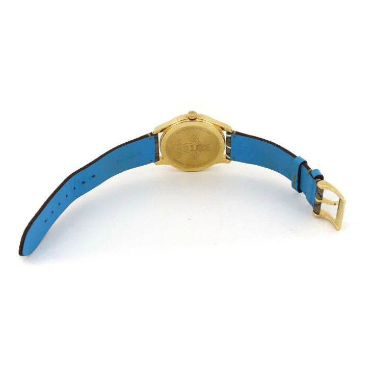 Gucci G Zeitlose Disney Donald Duck Uhr, braunes Zifferblatt, braune Lederarmbanduhr für Damen – YA1264167