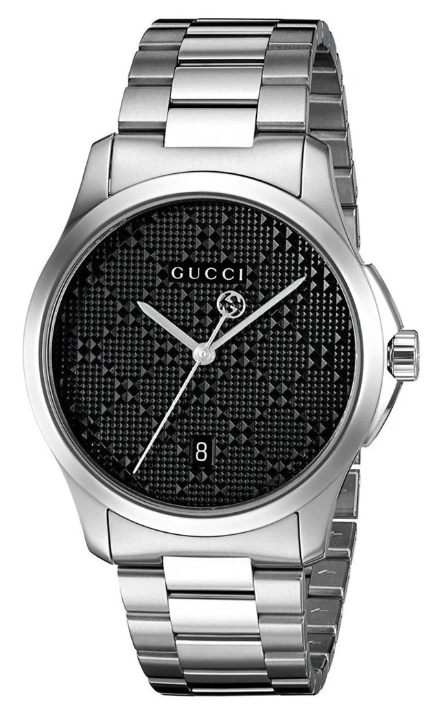 Gucci G Zeitloses Schwarzes Zifferblatt Silber Metallarmband, Herrenuhr – YA126460
