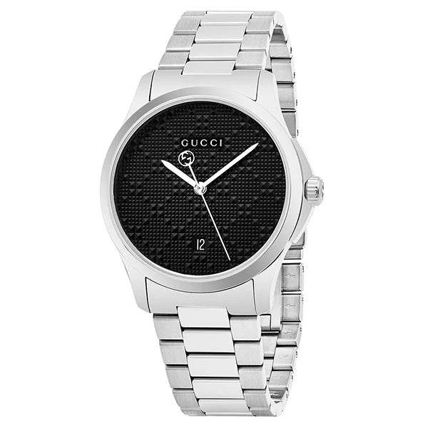 Gucci G Zeitloses Schwarzes Zifferblatt Silber Metallarmband, Herrenuhr – YA126460