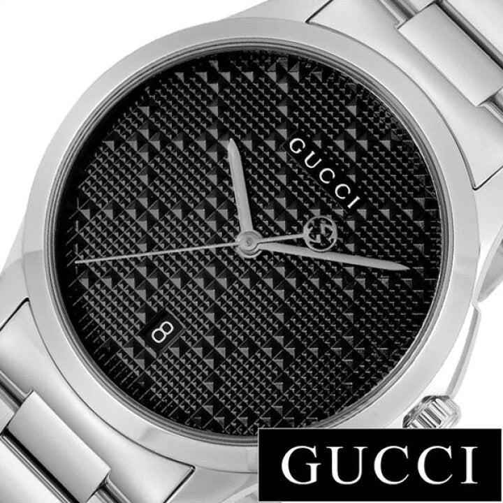 Gucci G Zeitloses Schwarzes Zifferblatt Silber Metallarmband, Herrenuhr – YA126460