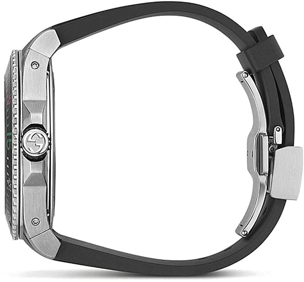 Gucci Dive Quartz Kingsnake – schwarzes Zifferblatt, schwarzes Kautschukarmband – Uhr für Herren – YA136217