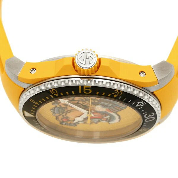 Gucci Dive Tiger – Gelbes Zifferblatt – Gelbes Kautschukarmband – Uhr für Herren – YA136317, Herrenuhr