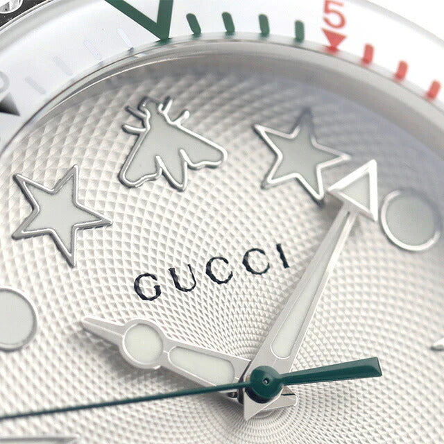 Gucci Taucheruhr mit Quarzwerk, weißem Zifferblatt und weißem Kautschukarmband für Herren - YA136337