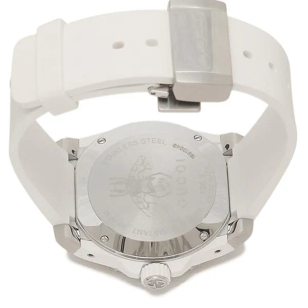 Gucci Taucheruhr mit Quarzwerk, weißem Zifferblatt und weißem Kautschukarmband für Herren - YA136337