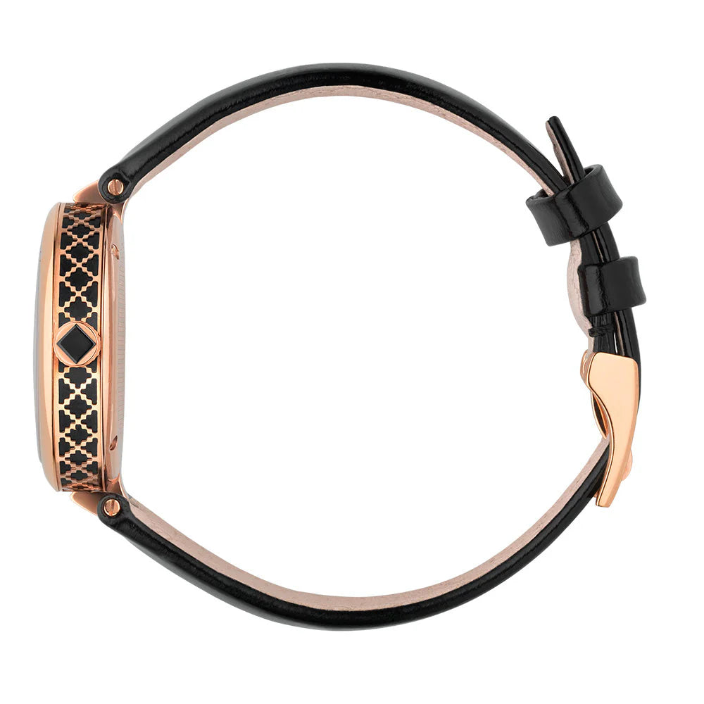 Gucci Diamantissima Quarzuhr mit schwarzem Zifferblatt und schwarzem Lederarmband für Damen – YA141401m Damenuhr
