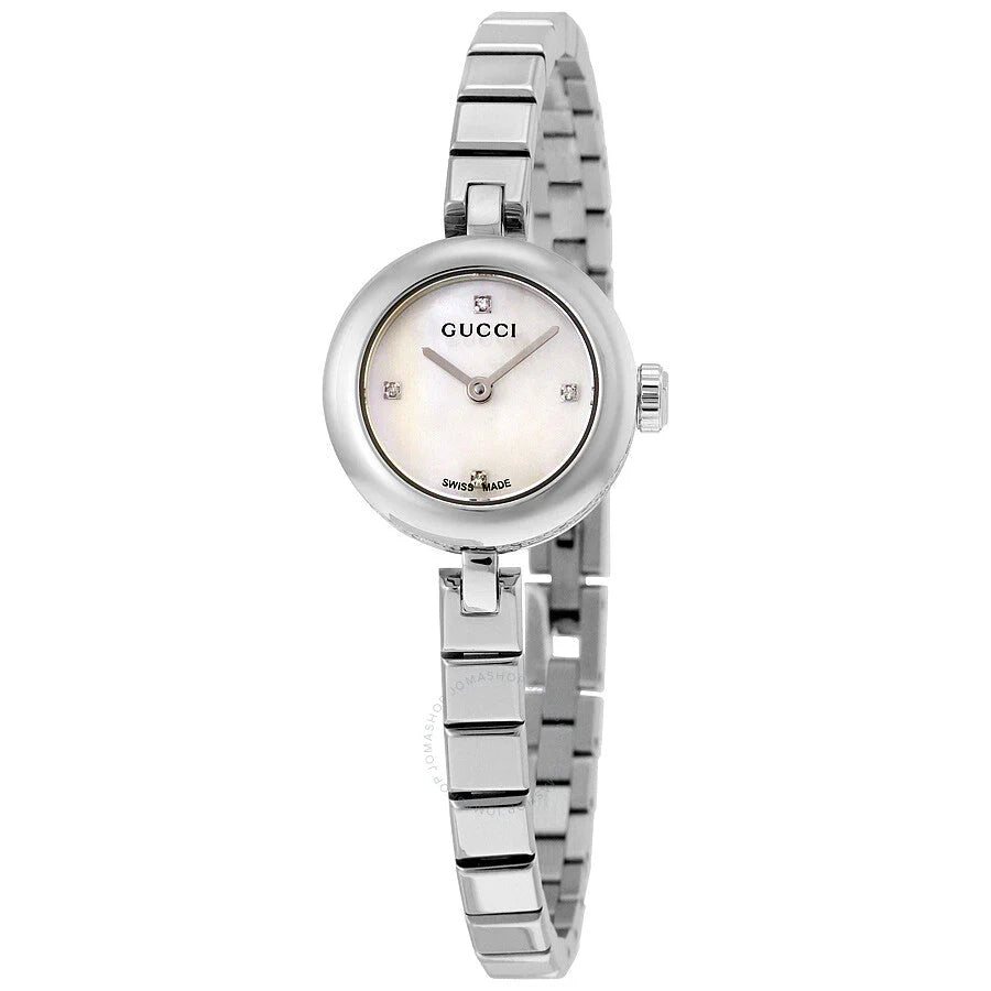 Gucci Diamantissima Quarz Diamonds Weiße Zifferblatt, Silber Metallarmband, Damenuhr – YA141503
