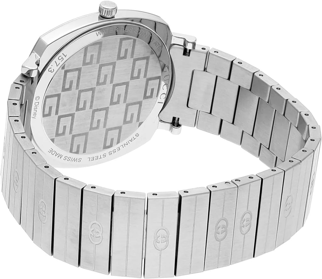 Gucci Grip x Disney Quarzuhr, silbernes Zifferblatt, silbernes Edelstahlarmband, Unisex - YA157419