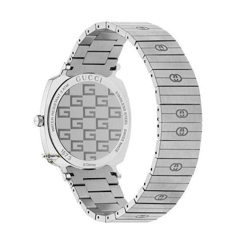 Gucci Grip x Disney Quarzuhr, silbernes Zifferblatt, silbernes Edelstahlarmband, Unisex - YA157419