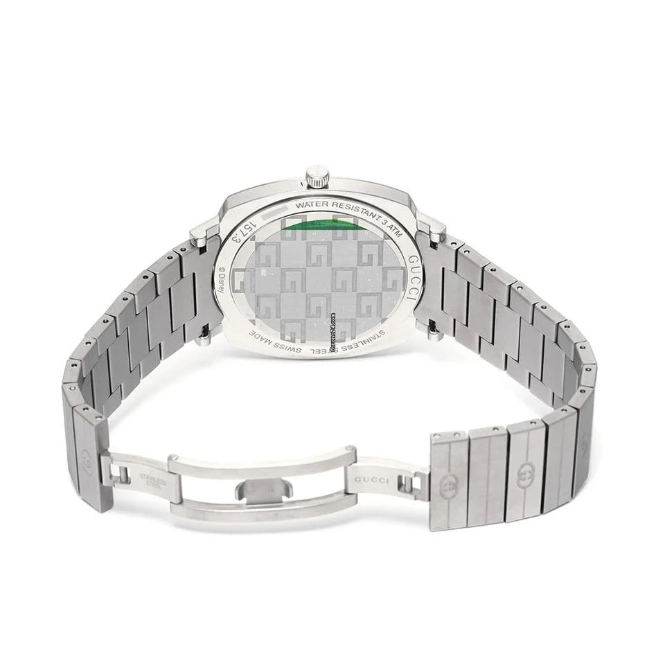 Gucci Grip x Disney Quarzuhr, silbernes Zifferblatt, silbernes Edelstahlarmband, Unisex - YA157419