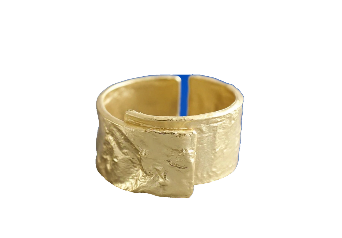 Elodia- Breiter rauer -Ring , 925 Silber, in Silber und Goldlook, Größenvariabel