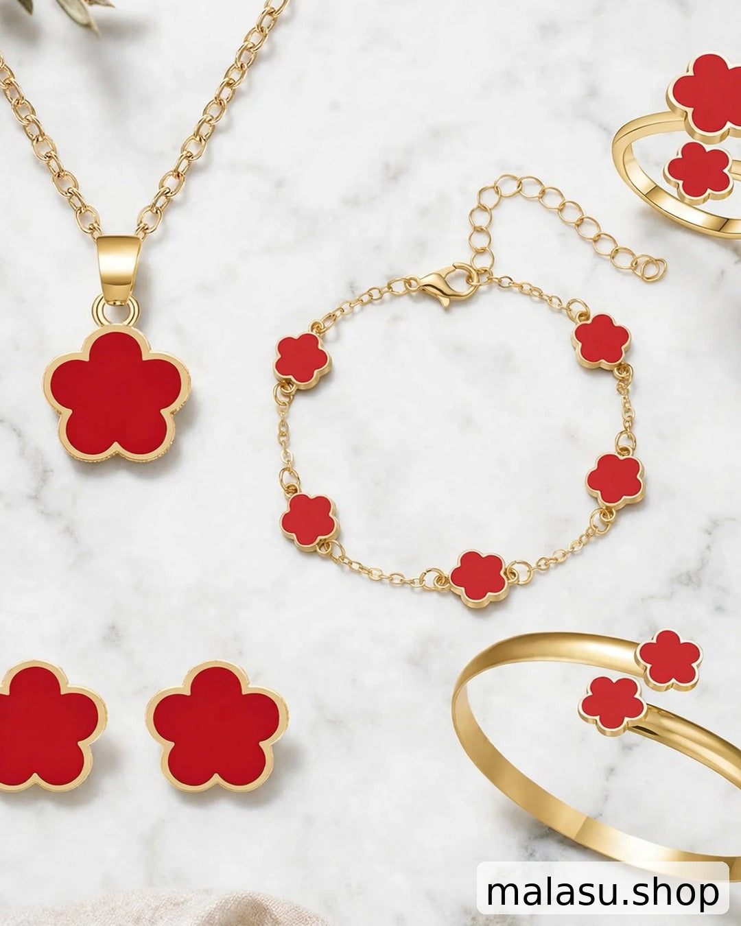 Flower Power - 5-teiliges Schmuckset in verschiedenen Farben