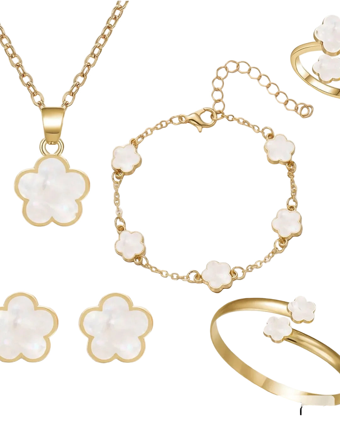 Flower Power - 5-teiliges Schmuckset in verschiedenen Farben