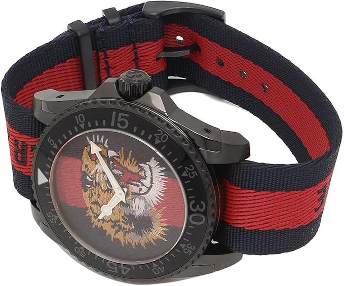 Gucci Dive Tiger – Zifferblatt zweifarbig Nylon Armband Uhr YA136215 – Herrenuhr