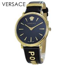 Versace V Circle Quarz Schwarzes Zifferblatt Lederarmbanduhr für Damen – VBP04017