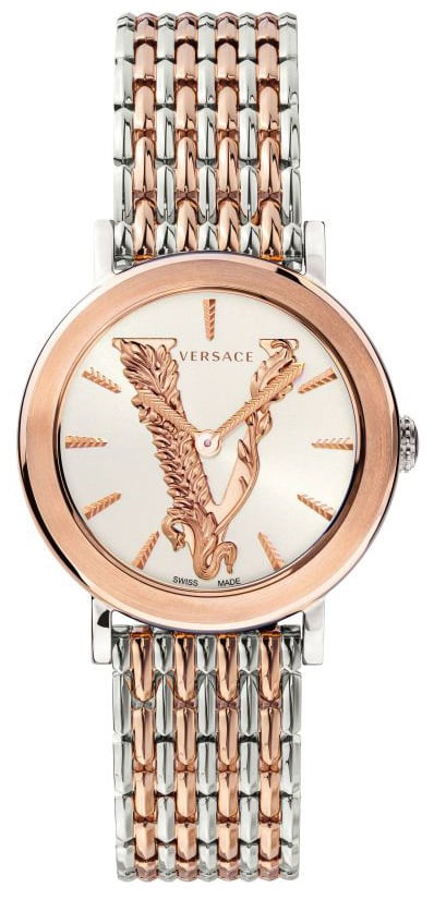 Versace Virtus Quarzuhr mit Creme Zifferblatt und Metallarmband für Damen – VEHC00719, Damenuhr