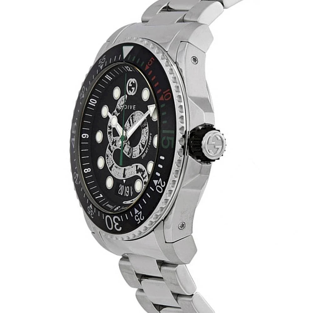 Gucci Dive Snake Schwarze Zifferblatt Silber Metallarmband , Uhr für Herren – YA136218