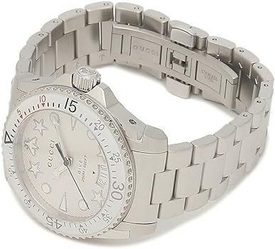 Gucci Taucheruhr mit Quarzwerk, weißem Zifferblatt und silbernem Edelstahlarmband für Herren - YA136336