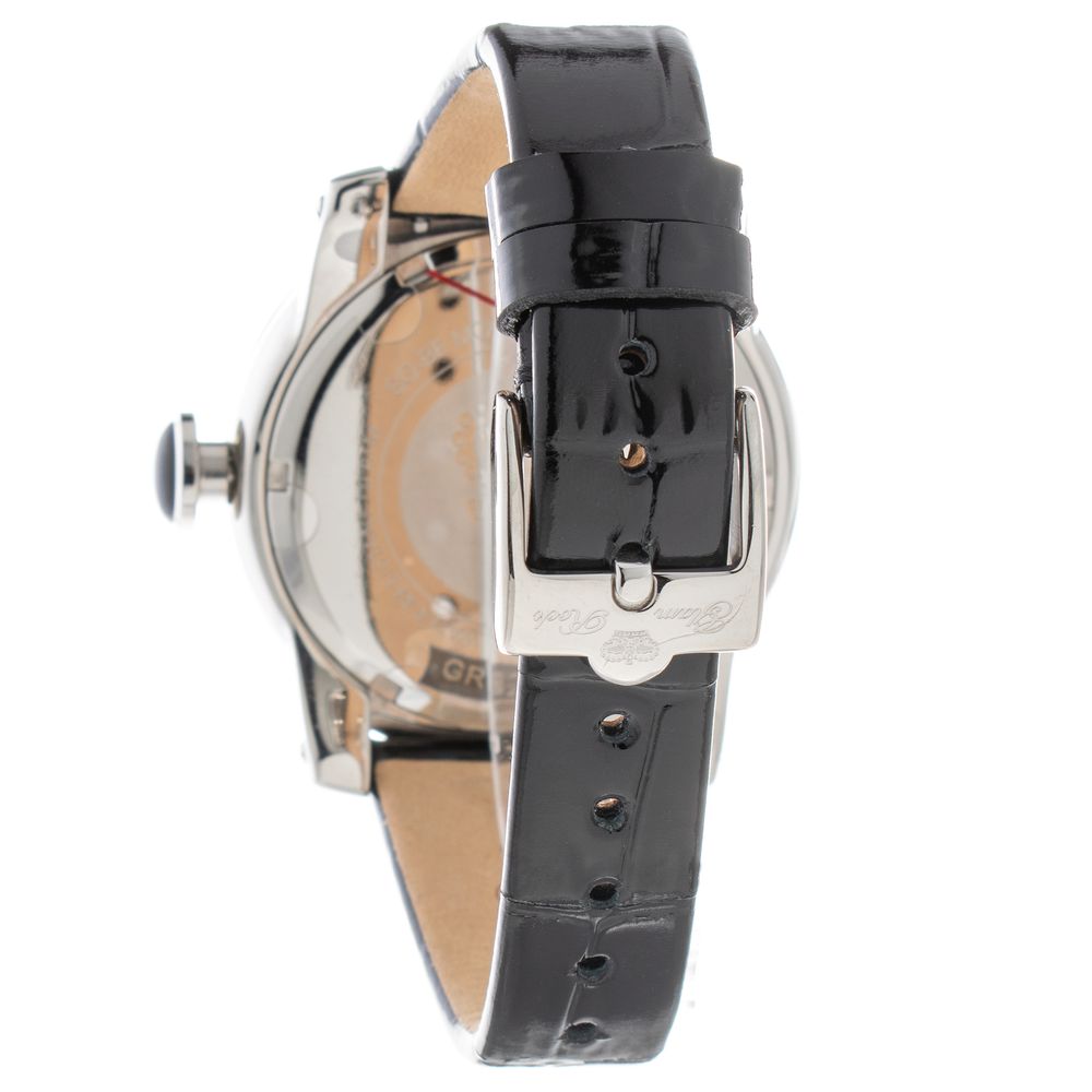 Black Leather Dress Watch, Glam Rock Damenuhr