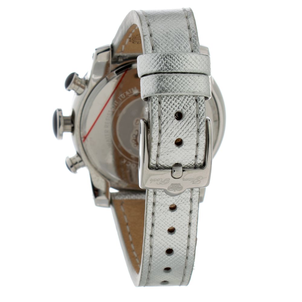 Silver Leather Dress Watch, Glam Rock Damenuhr